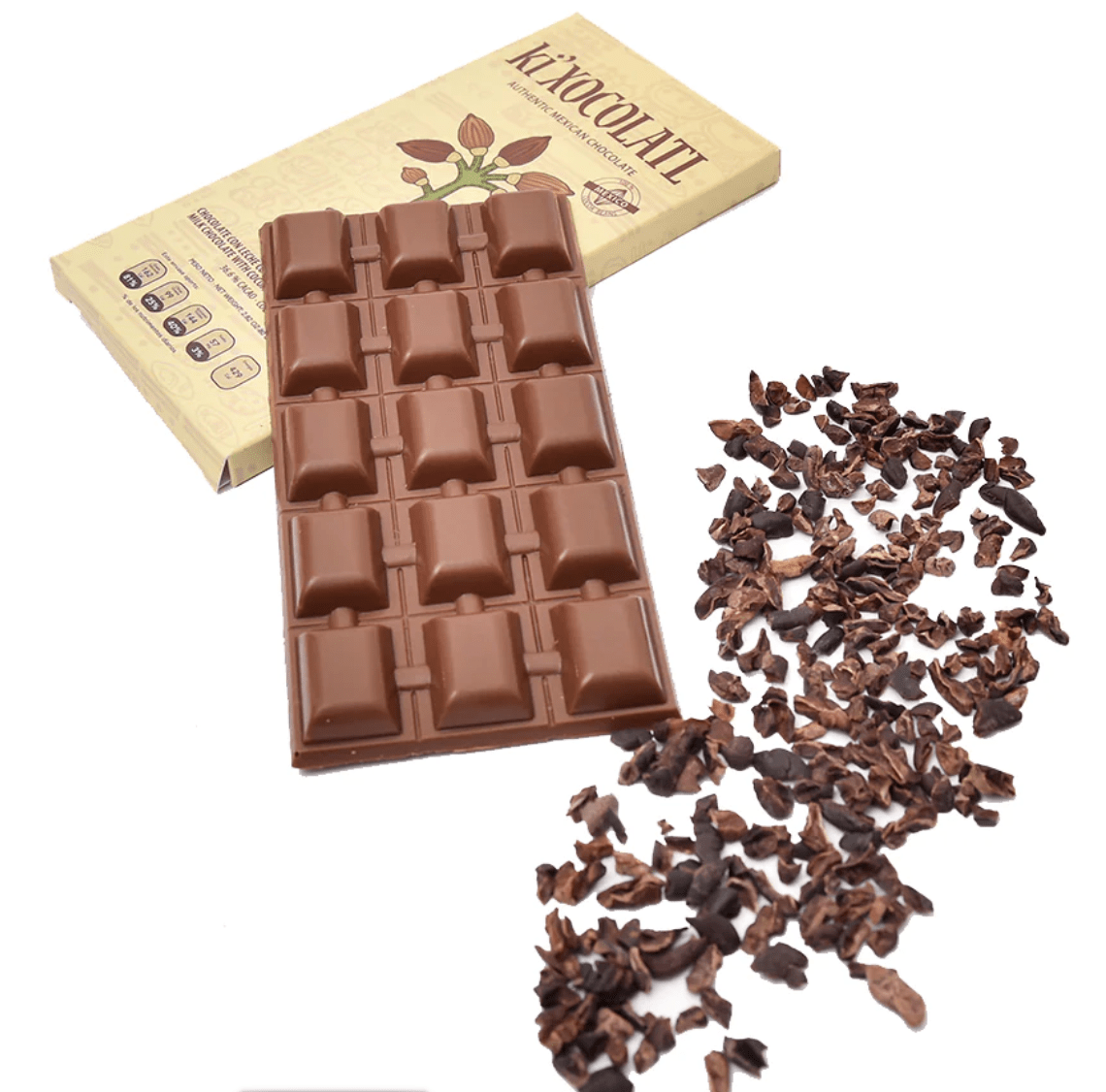 ki'XOCOLATL Milk Chocolate with Cocoa Nibs from Tabasco State - Las Fincas Coffee