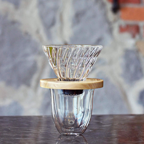 Hario V60-02 Glass and Olive Wood - Las Fincas Coffee