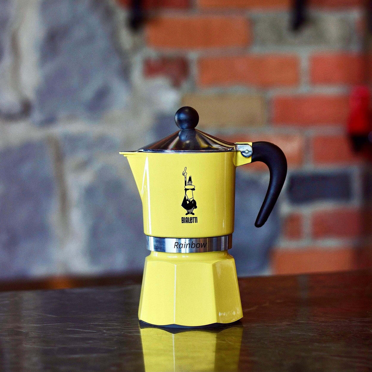 Bialetti Rainbow 3-Cup Aluminum Stovetop Espresso Maker, Yellow - Las Fincas Coffee
