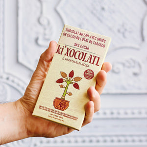 ki'XOCOLATL Milk Chocolate with Cocoa Nibs from Tabasco State - Las Fincas Coffee